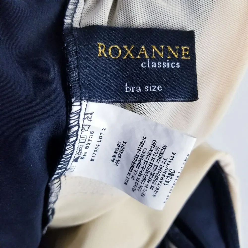 Roxanne Classics One Piece Swimsuit Women Size 14/38C Black Gold